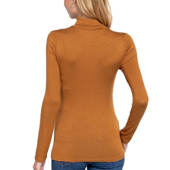 NWT- SOFT! Rayon Jersey Turtleneck, Caramel - Picture 2 of 4